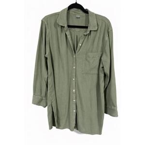 Aerie PSmall Sage Green Gauzy Tunic Cover Up Shirt Cotton Viscose Coastal